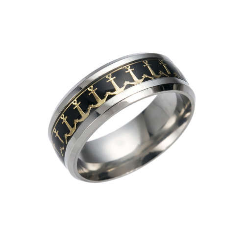 Mens Titanium Nautical Anchor Design Band. Ring Size 6,7,8,9,10,11,12,13